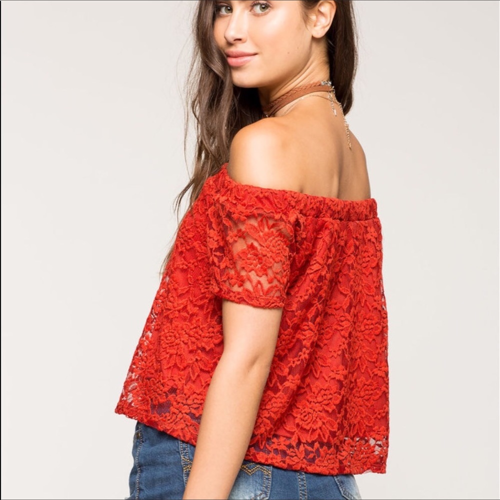 NWT Adrianna crochet lace off shoulder top blouse - Picture 5 of 7